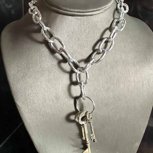 Key FOB Keys Lock Handmade Silver Necklace Choker Punk Rocker Gift NWT Steampunk - Picture 1 of 7